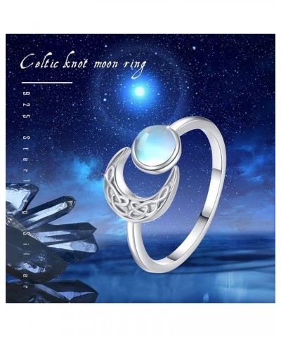 Moon Ring, S925 Sterling Silver Crescent Moon Ring Open Ring Adjustable Ring Gift for Women Celtic Moon $10.50 Rings