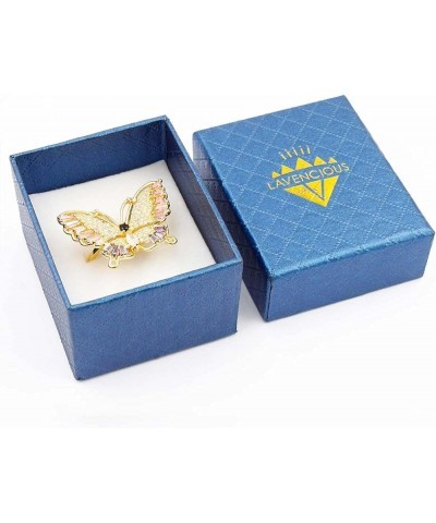 Butterfly Design with AAA CZ Color Stones Adjustable Statement Rings for Women Gold + Multi Color CZ $11.78 Rings