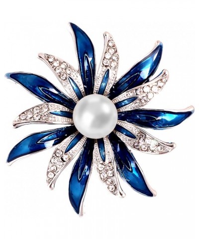 Costume Jewelry for Women Flower Brooch Pins for Women Fashion Crystal Broches Vintage Jewelry Broche Pins X Blue $6.62 Brooc...