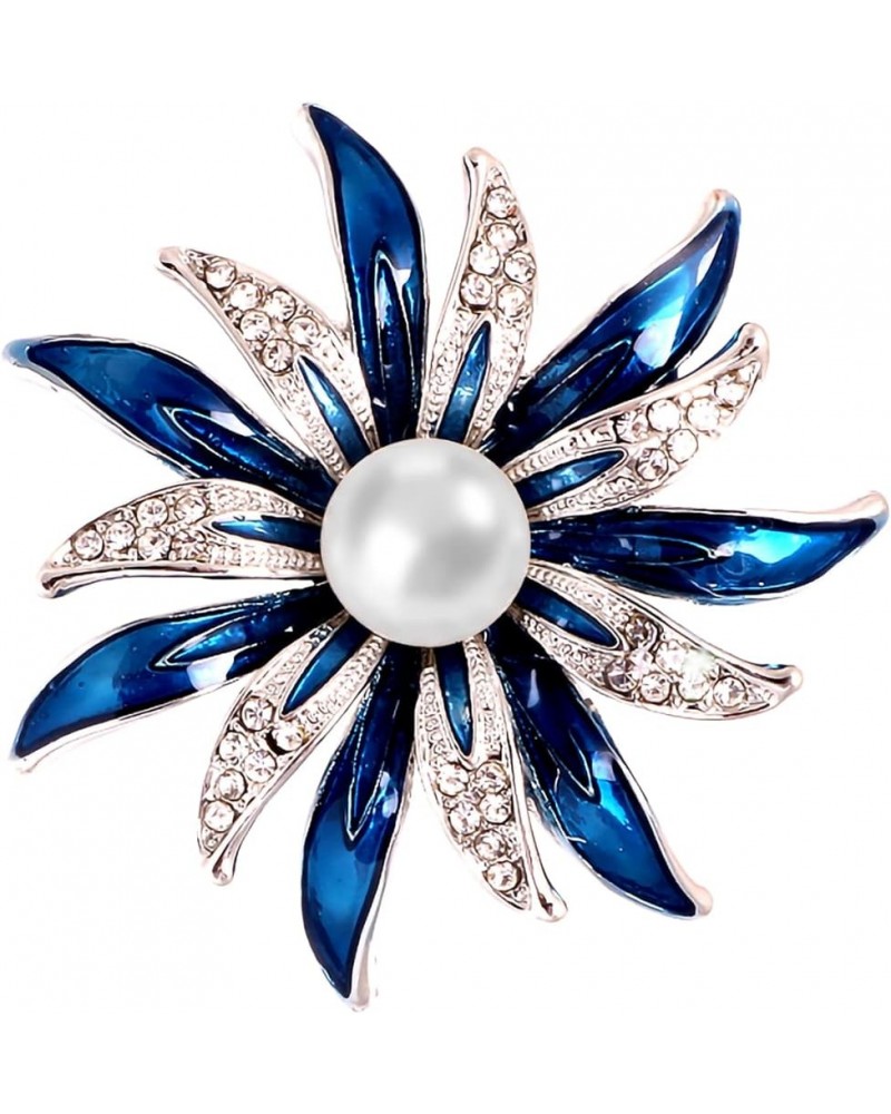 Costume Jewelry for Women Flower Brooch Pins for Women Fashion Crystal Broches Vintage Jewelry Broche Pins X Blue $6.62 Brooc...