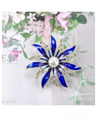 Costume Jewelry for Women Flower Brooch Pins for Women Fashion Crystal Broches Vintage Jewelry Broche Pins X Blue $6.62 Brooc...