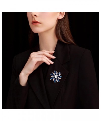 Costume Jewelry for Women Flower Brooch Pins for Women Fashion Crystal Broches Vintage Jewelry Broche Pins X Blue $6.62 Brooc...