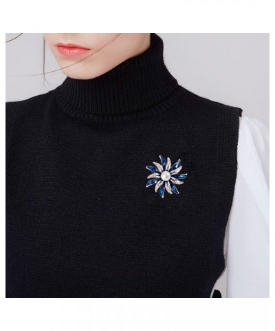 Costume Jewelry for Women Flower Brooch Pins for Women Fashion Crystal Broches Vintage Jewelry Broche Pins X Blue $6.62 Brooc...