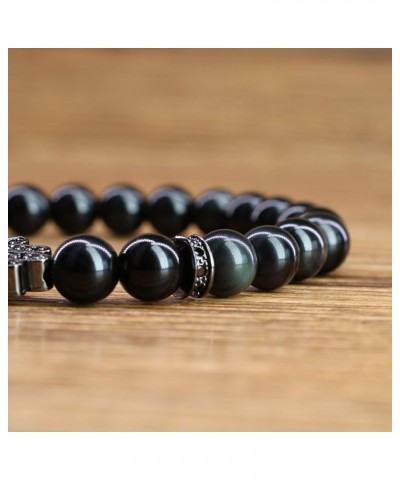 Hamsa Hand Protection Stone Bracelet for Men Women Obsidian 7 $12.18 Bracelets