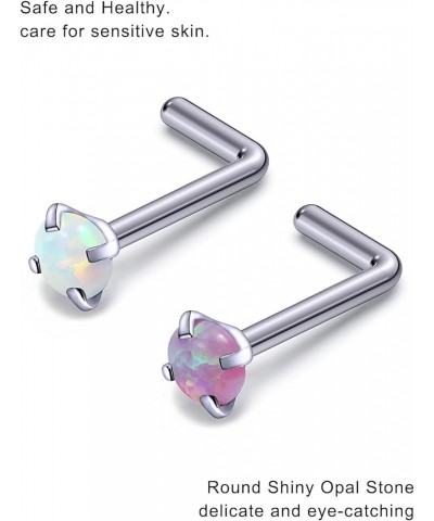 18G 20G 22G F136 Titanium Nose Rings Studs Opal Nose Studs L Shaped Straight Screw Nose Ring Stud Opal Pins Nose Piercing Jew...