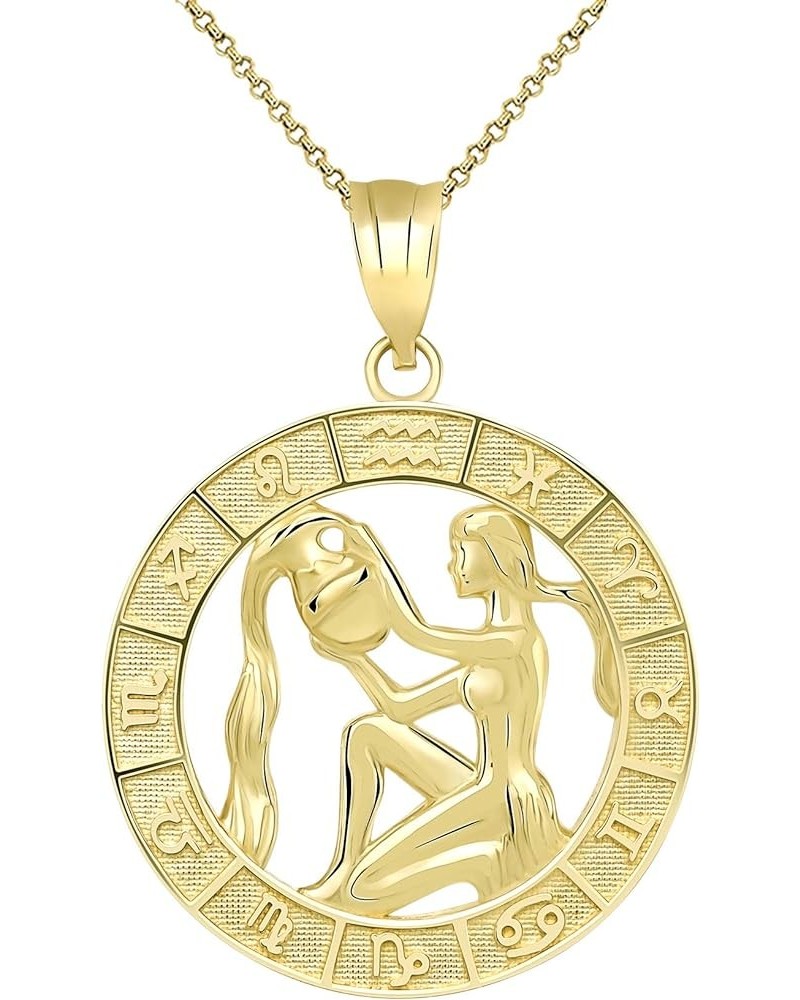 10k Yellow Gold Zodiac Pendant Necklace 18.0 Inches Aquarius $88.55 Necklaces