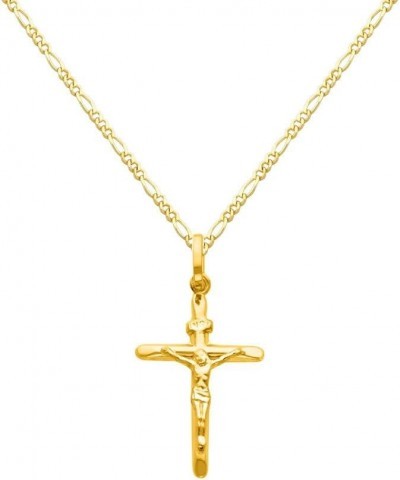 14k Yellow Gold Crucifix Cross Pendant with 1.6mm Figaro Chain Necklace 16.0 Inches $66.00 Necklaces