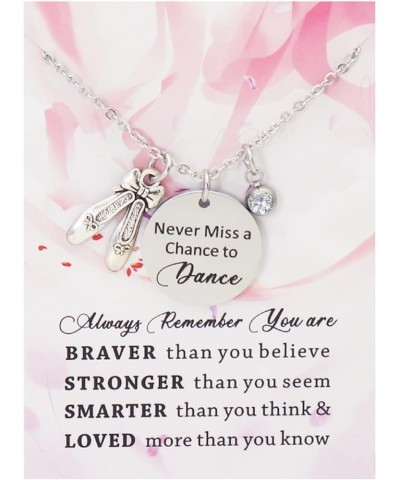 Dancer Gift Mever Miss a Chance to Dance Birthstone Necklace You're Braver than You Believe Inspirational Gift for Dancer Apr...