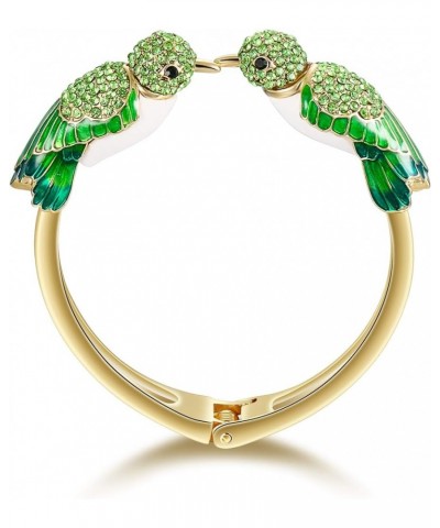 Austrian Crystal Enamel Two Adorable Sparrow Bird Animal Cuff Bangle Bracelet Green Gold-Tone $9.24 Bracelets