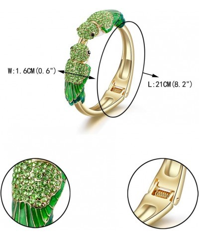 Austrian Crystal Enamel Two Adorable Sparrow Bird Animal Cuff Bangle Bracelet Green Gold-Tone $9.24 Bracelets