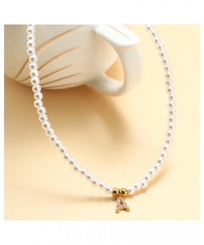 Personalized 26 Initial Letter Pearl Necklaces for Women 2024 Trendy,Dainty Round Imitation Pearl Choker Necklace,Pendant Jew...