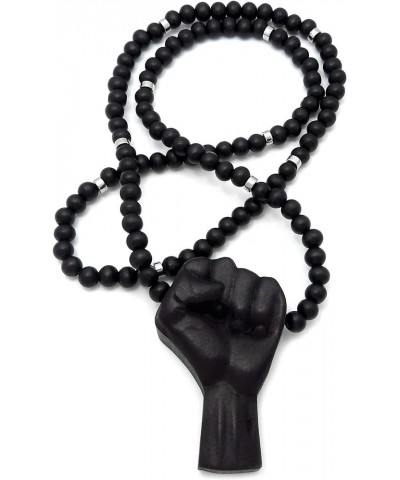 Power Fist All Natural Wood or Metal Pendant Necklace BLACK/ 30 INCH NECKLACE WITH SILVER COLOR INSERTS $11.48 Necklaces