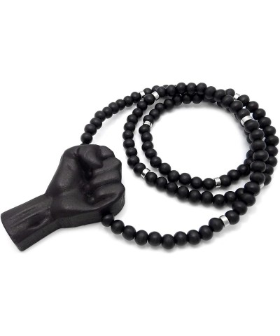 Power Fist All Natural Wood or Metal Pendant Necklace BLACK/ 30 INCH NECKLACE WITH SILVER COLOR INSERTS $11.48 Necklaces