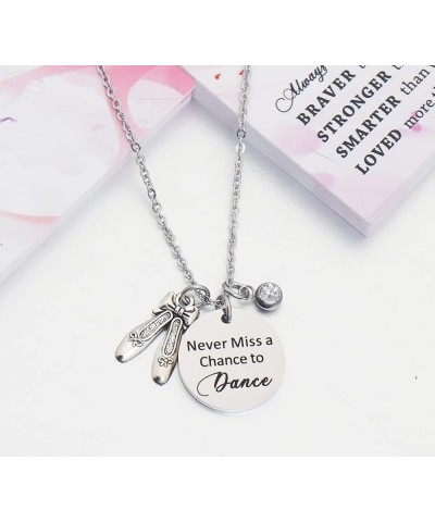 Dancer Gift Mever Miss a Chance to Dance Birthstone Necklace You're Braver than You Believe Inspirational Gift for Dancer Apr...