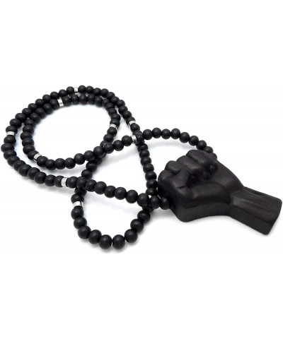 Power Fist All Natural Wood or Metal Pendant Necklace BLACK/ 30 INCH NECKLACE WITH SILVER COLOR INSERTS $11.48 Necklaces