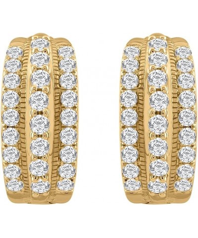 2 Carat Prong Set Round Diamond Hoop Earrings in 14K Gold Yellow Gold $438.75 Earrings