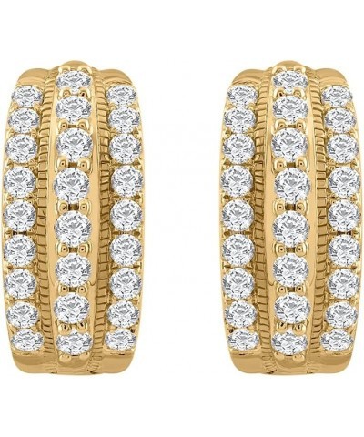 2 Carat Prong Set Round Diamond Hoop Earrings in 14K Gold Yellow Gold $438.75 Earrings