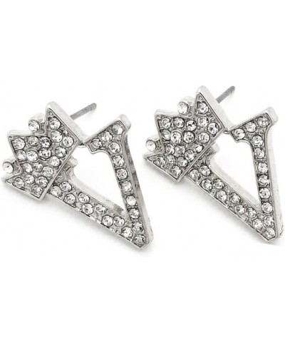 Hip Hop Crown Tilted Initial Alphabet Letter Pierced Post Stud Earring Gold, Silver Tone V - Silver $10.05 Earrings