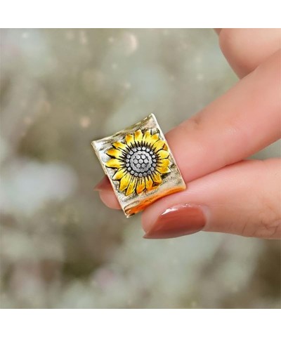 Vintage Floral Thumb Jewelry Sunflower Spoon Rings for Women Big Large Flower Leaf Wide Band Ring Middle Finger Boho Ring Jew...