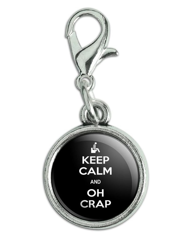 Antiqued Bracelet Pendant Zipper Pull Charm with Lobster Clasp Keep Calm and H-O Oh Crap Poop Toilet - Keep Calm and $8.09 Br...