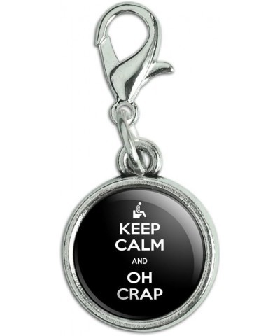 Antiqued Bracelet Pendant Zipper Pull Charm with Lobster Clasp Keep Calm and H-O Oh Crap Poop Toilet - Keep Calm and $8.09 Br...