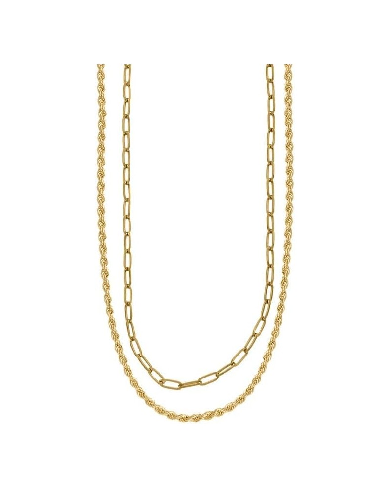 Rope + Paperclip Chain Set Rose Gold $25.38 Necklaces