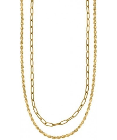 Rope + Paperclip Chain Set Rose Gold $25.38 Necklaces