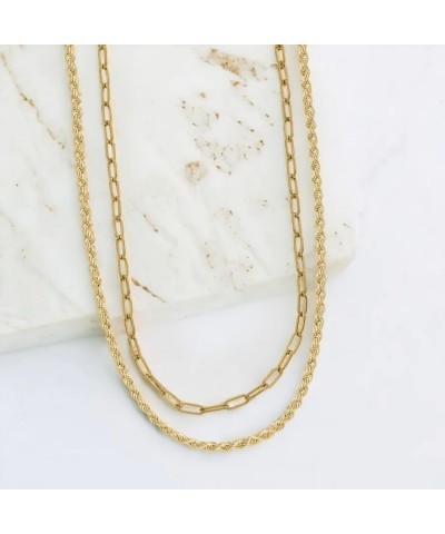 Rope + Paperclip Chain Set Rose Gold $25.38 Necklaces