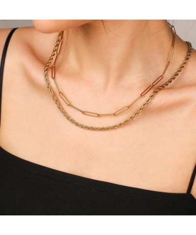 Rope + Paperclip Chain Set Rose Gold $25.38 Necklaces