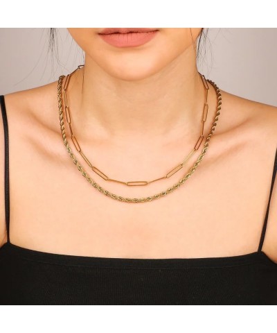 Rope + Paperclip Chain Set Rose Gold $25.38 Necklaces