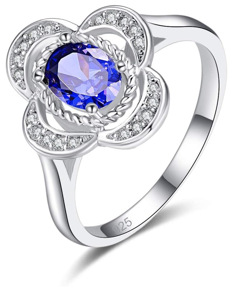 925 Sterling Silver Plated Created Ruby Spinel Womens Ring Best Gift for Women Girls B Blue $4.12 Rings