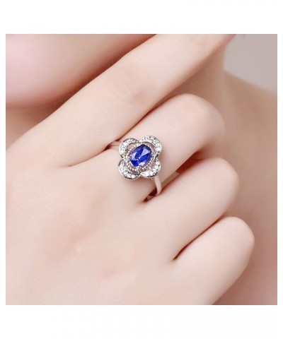 925 Sterling Silver Plated Created Ruby Spinel Womens Ring Best Gift for Women Girls B Blue $4.12 Rings