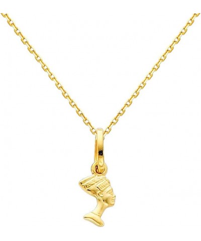 14k REAL Yellow Gold Queen Nefertiti Pendant with 0.9mm Cable Chain Necklace 20.0 Inches $37.44 Necklaces