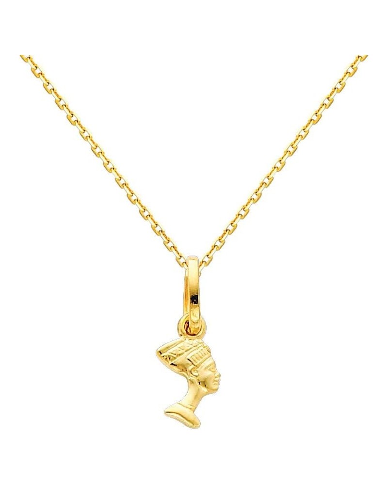 14k REAL Yellow Gold Queen Nefertiti Pendant with 0.9mm Cable Chain Necklace 20.0 Inches $37.44 Necklaces