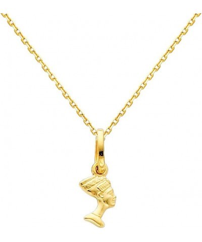 14k REAL Yellow Gold Queen Nefertiti Pendant with 0.9mm Cable Chain Necklace 20.0 Inches $37.44 Necklaces