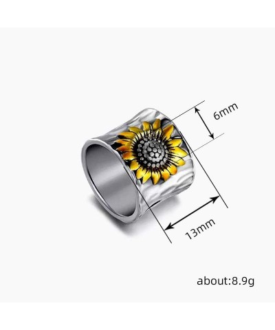 Vintage Floral Thumb Jewelry Sunflower Spoon Rings for Women Big Large Flower Leaf Wide Band Ring Middle Finger Boho Ring Jew...