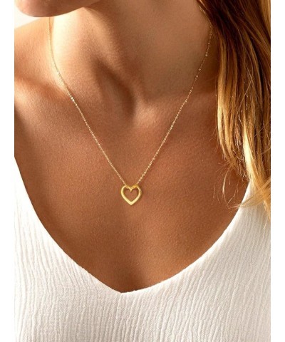 925 Sterling Silver Heart Pendant Necklaces,18K Gold Short Heart Necklaces Jewelry Collection Love Open Heart Chain Necklace ...