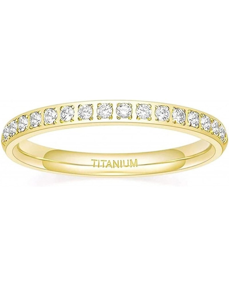 2 mm Women Ring Titanium Eternity Ring Half CZ Anniversary Wedding Engagement Band Gold $13.59 Rings