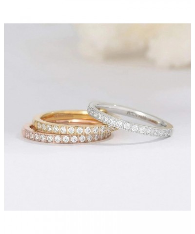 2 mm Women Ring Titanium Eternity Ring Half CZ Anniversary Wedding Engagement Band Gold $13.59 Rings