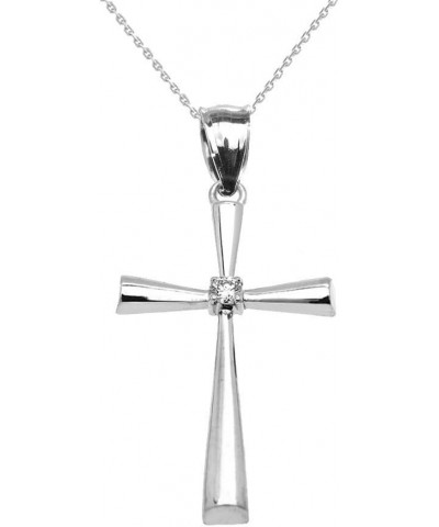 Sterling Silver Solitaire Diamond Cross Elegant Pendant Necklace $22.05 Necklaces