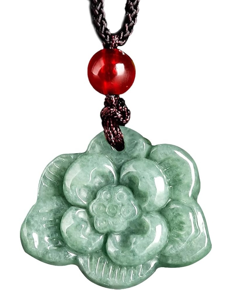 Natural Green Jade Necklaces for Women Good Luck Donut Jade Pendant Necklaces Amulet Jewelry Gifts Lotus $18.89 Necklaces