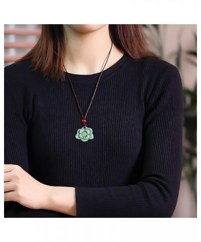 Natural Green Jade Necklaces for Women Good Luck Donut Jade Pendant Necklaces Amulet Jewelry Gifts Lotus $18.89 Necklaces