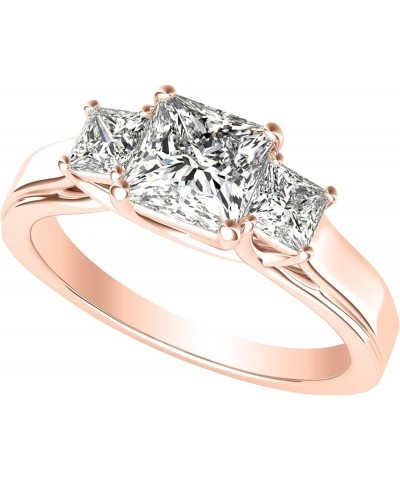 3 Three Stone Princess Diamond Engagement Ring 14K Rose Gold (I-J Color Value) 2.0 carats $361.80 Rings