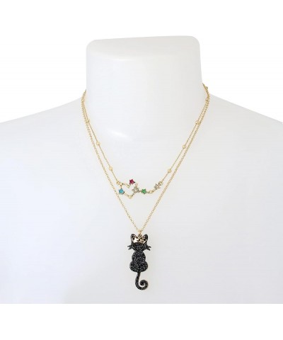 Cat Multi Row Necklace One Size Black $26.55 Jewelry Sets