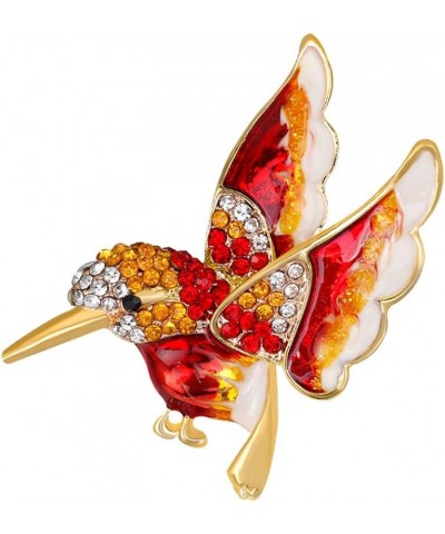 Elegant Glitter Bird Brooch Pin, Fashion Bird Rhinestone Inlaid Alloy Women Brooch Pin for Dress Sweater Clothes Ornament Red...