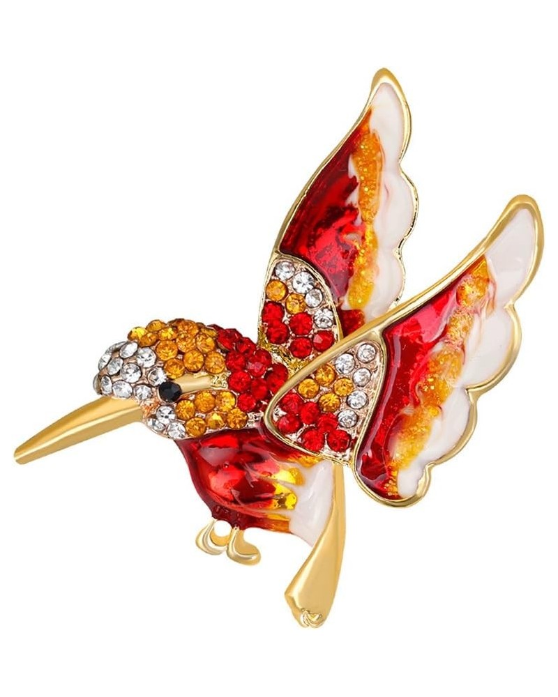 Elegant Glitter Bird Brooch Pin, Fashion Bird Rhinestone Inlaid Alloy Women Brooch Pin for Dress Sweater Clothes Ornament Red...