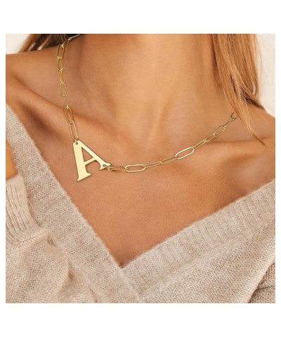 Dainty Sideways Gold Initial Necklaces for Women Trendy, 14K Solid Gold Over Large Big Letter Pendant Gold Initial Necklaces ...