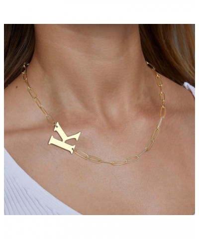 Dainty Sideways Gold Initial Necklaces for Women Trendy, 14K Solid Gold Over Large Big Letter Pendant Gold Initial Necklaces ...