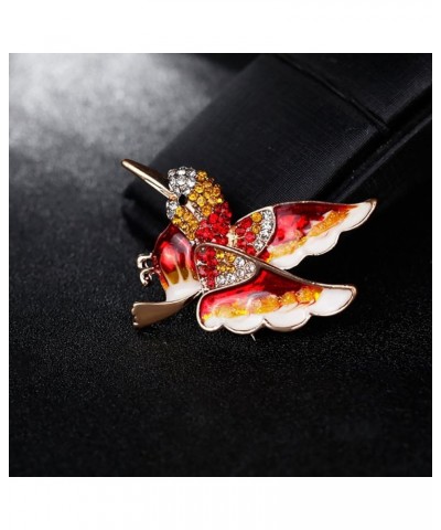 Elegant Glitter Bird Brooch Pin, Fashion Bird Rhinestone Inlaid Alloy Women Brooch Pin for Dress Sweater Clothes Ornament Red...