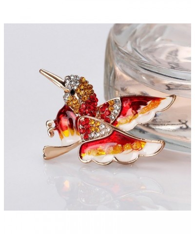 Elegant Glitter Bird Brooch Pin, Fashion Bird Rhinestone Inlaid Alloy Women Brooch Pin for Dress Sweater Clothes Ornament Red...